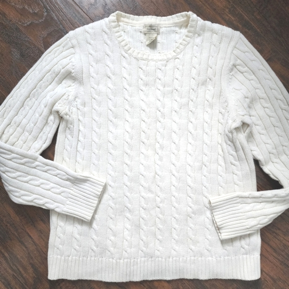L.L. Bean Women's Cable Knit Sweater - Cream